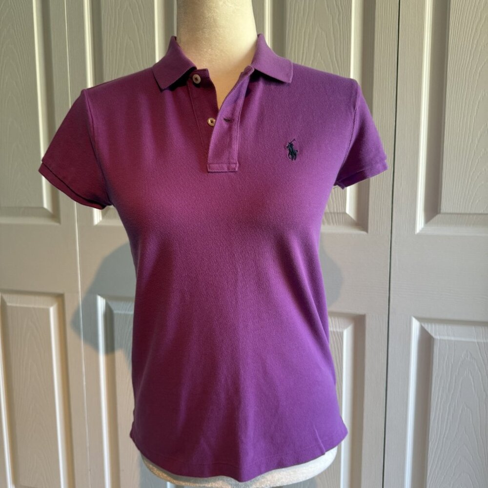 Women’s Ralph Lauren Polo Purple Size X-Small Short Sleeve Shirt 100% Cotton EUC